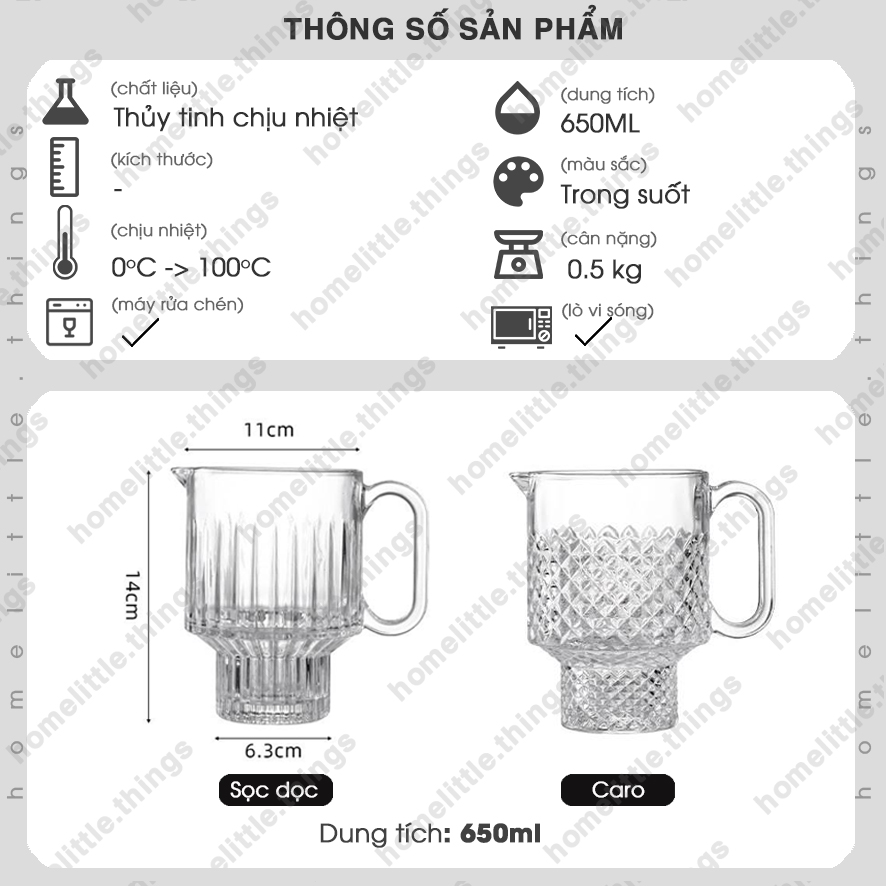 Ly, cốc thủy tinh uống nước cà phê 650ml