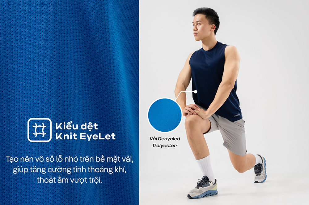 Áo ba lỗ Tanktop thể thao đa năng Active Essentials thấm hút, thoáng mát, nhanh khô - Coolmate