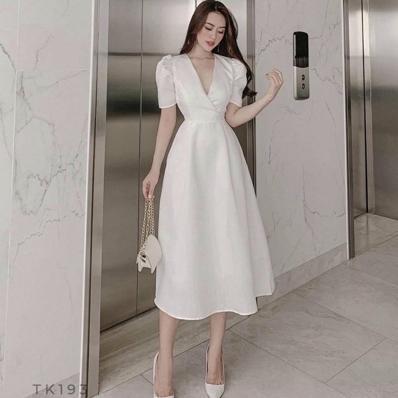 ĐẦM DỰ TIỆC CỔ V, FORM DÀI SANG TRỌNG (có ảnh thật) MS117