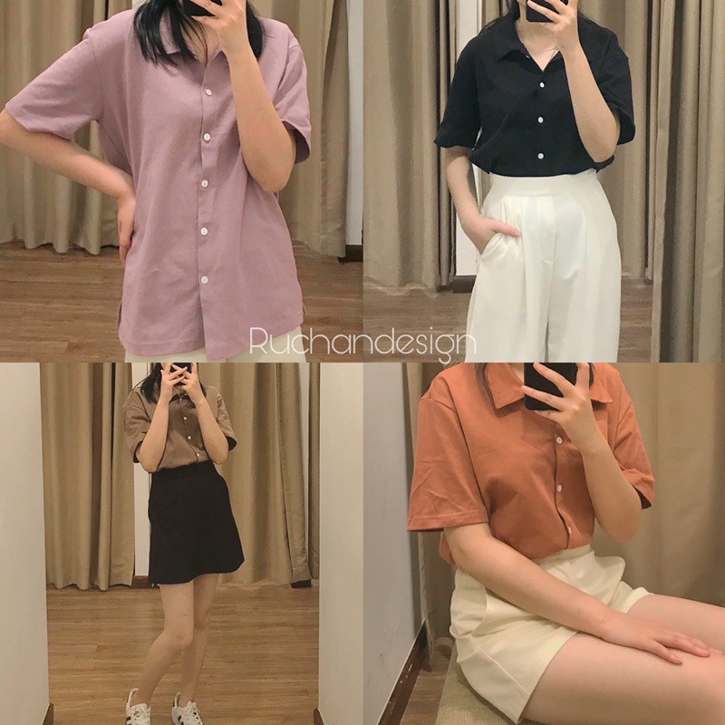 Áo thun có cổ Ruchan