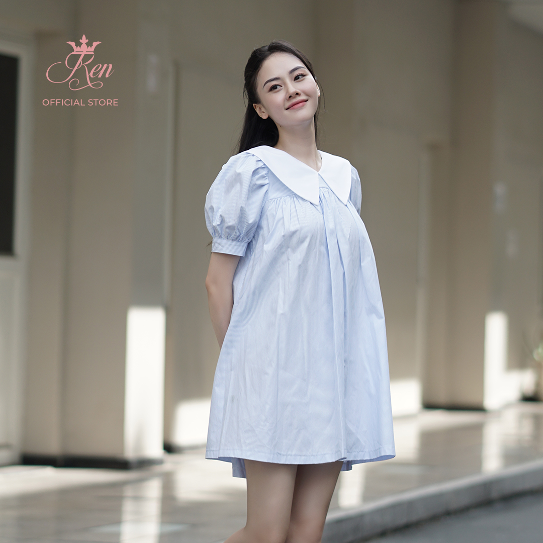 REN BY TEE- Đầm Cổ Lá Sen Viền Tay Phồng