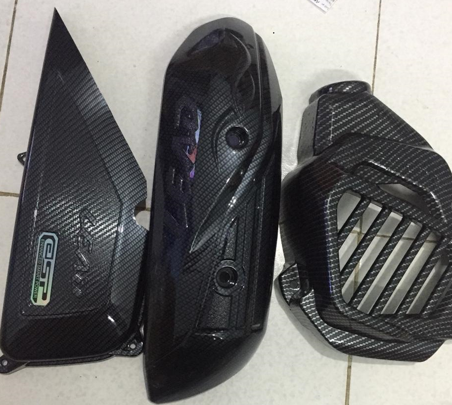 Lead 2017 -2020 bộ 3 ốp Quạt, pô e, che pô mạ crom trắng hay sơn cacbon đen