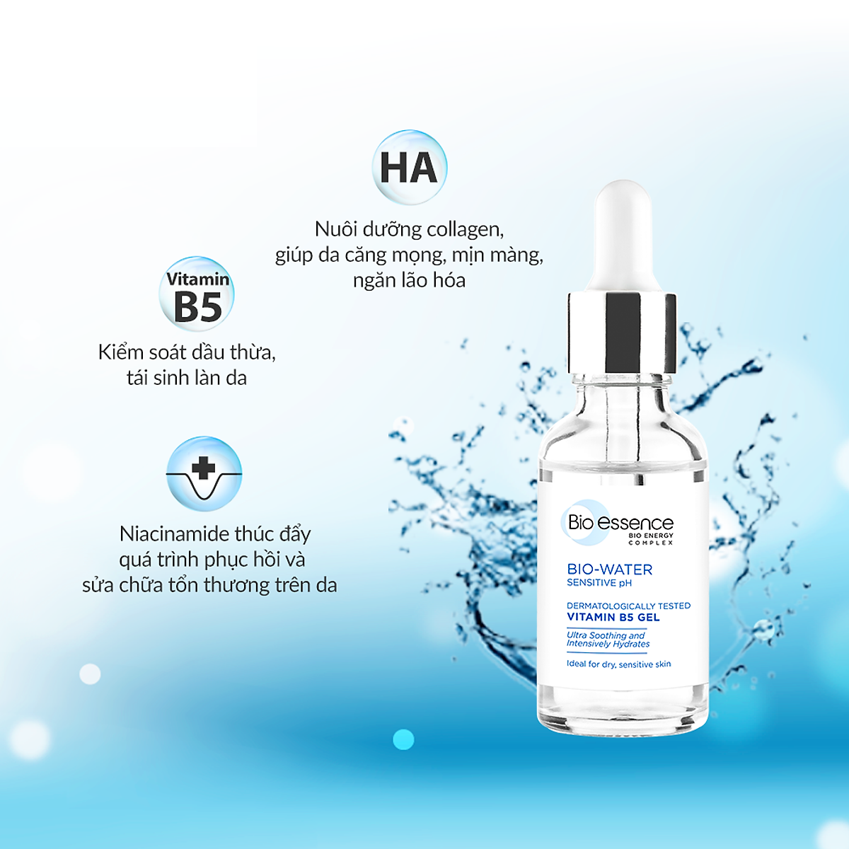 [HCM]Tinh Chất Bio-Essence Bio-Water Sensitive Ph Vitamin-B5 Gel 30Ml