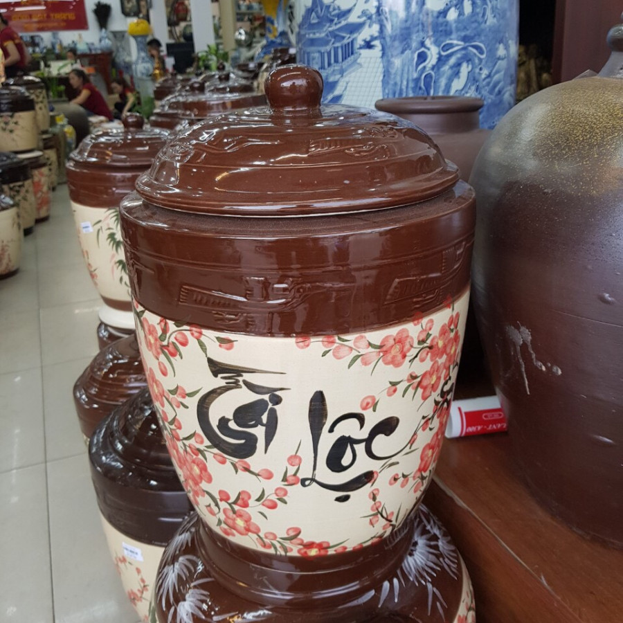 Hũ đựng gạo tài lộc gốm sứ bát tràng - 25kg trung hanh bat trang ceramics trung hanh bat trang ceramics
