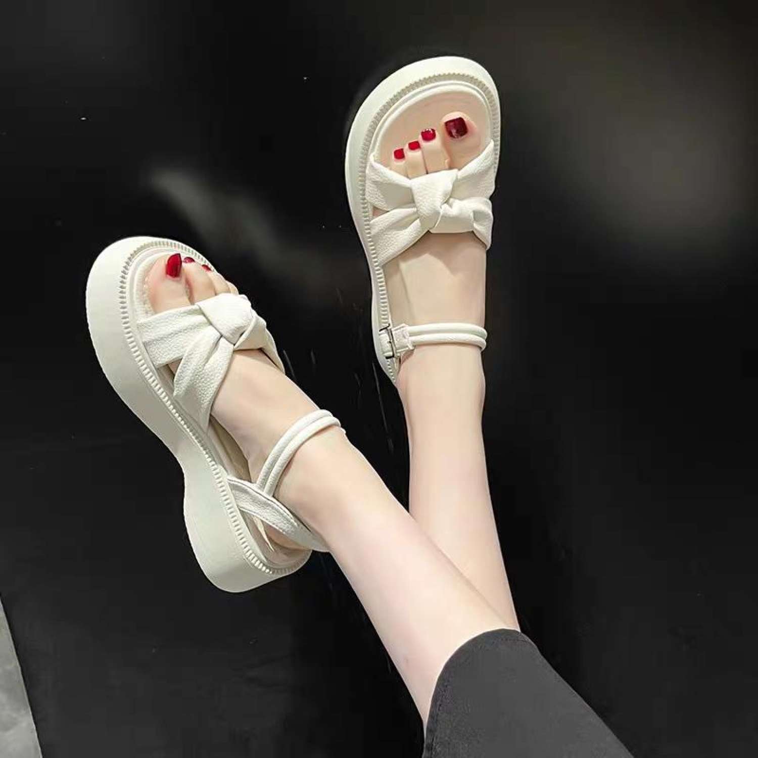 (Hàng Qc FullBox) Sandal nữ quai chéo Thắt Nơ chất Da Cao cấp Cendy