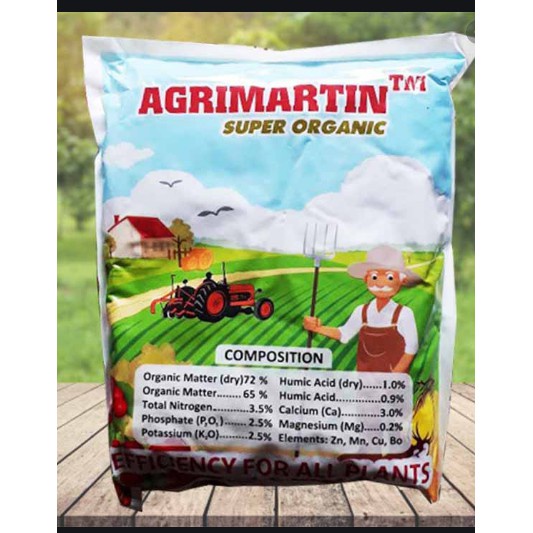 Agrimartin nhập khẩu Châu Âu 1kg Phân bón hữu cơ siêu đậm đặc Bình Điền Super Organic