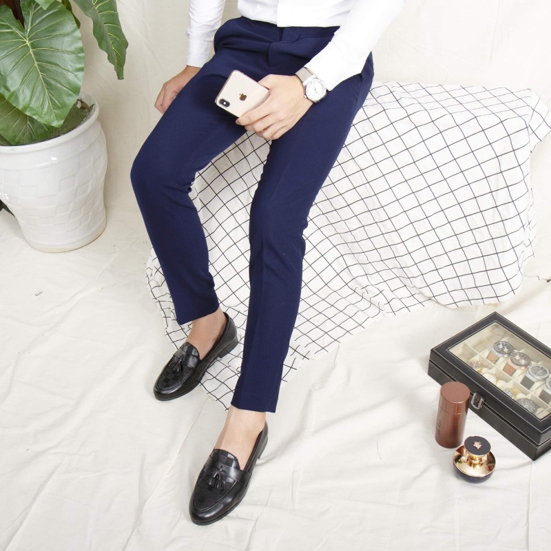 Quần tây âu nam Kojiba vải lụa cotton dáng ôm co giãn không nhăn thời trang công sở cao cấp
