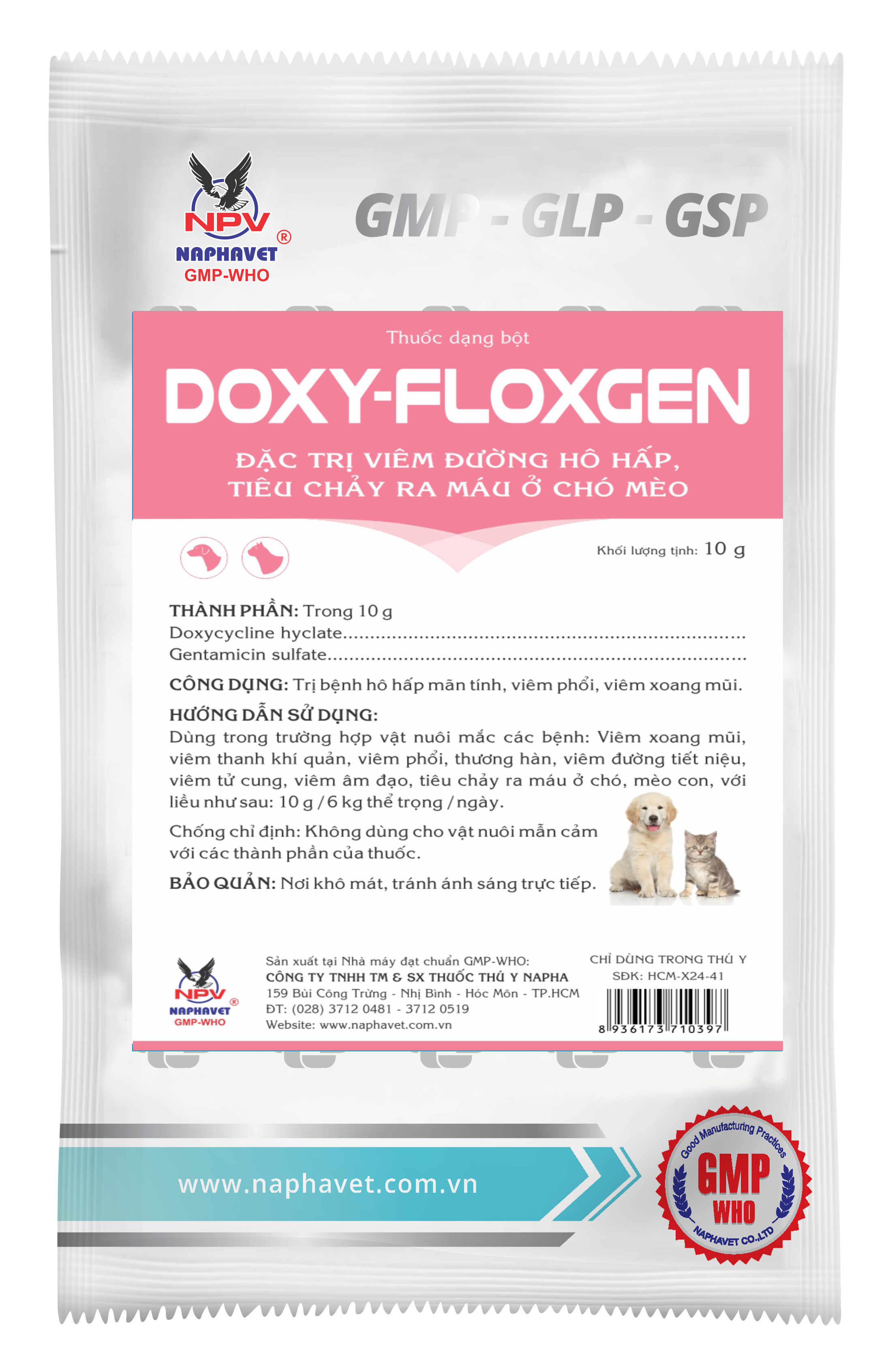 DOXY-FLOXGEN (chó, mèo): Trị hô hấp, tiêu chảy cho thú cưng