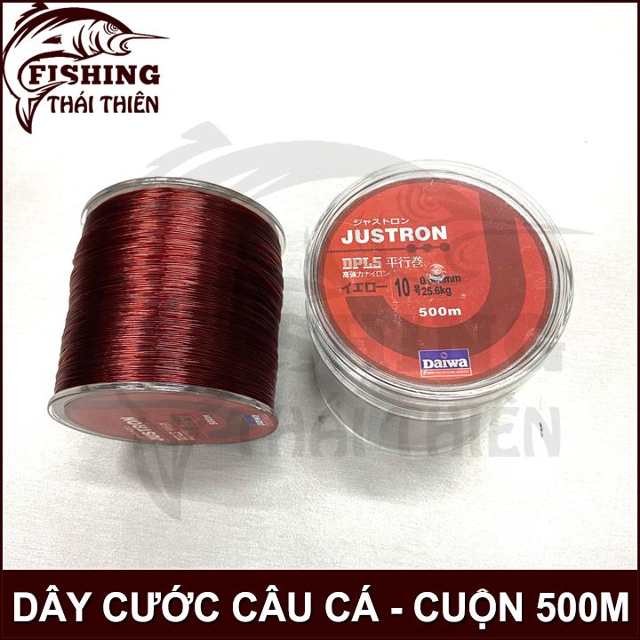 [HCM]Dây câu Cước Câu Cá Siêu Bền Daiwa Justron cuộn dài 500m màu đỏ