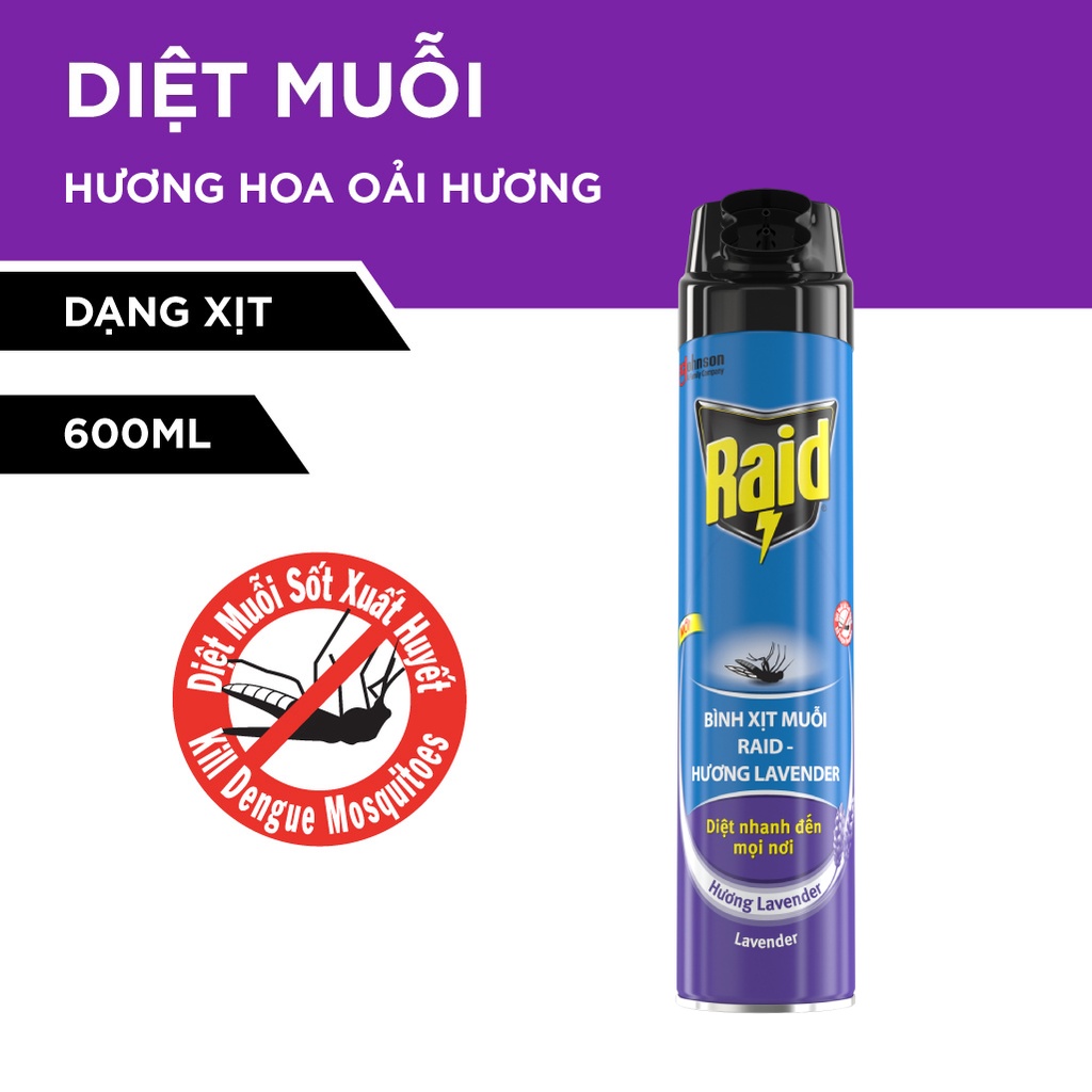 Bình Xịt Muỗi RAID Hương cam chanh 600ML