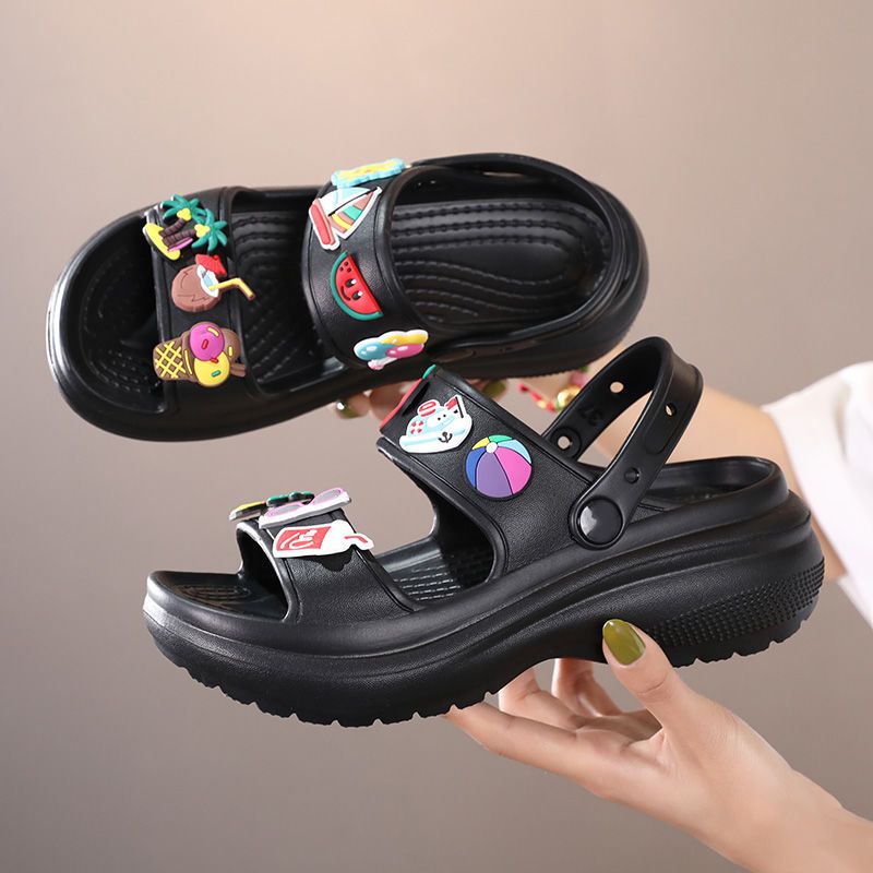 Dép quai ngang sandal nhiều sticker xinh đế cao 5p đi rất êm nhẹ