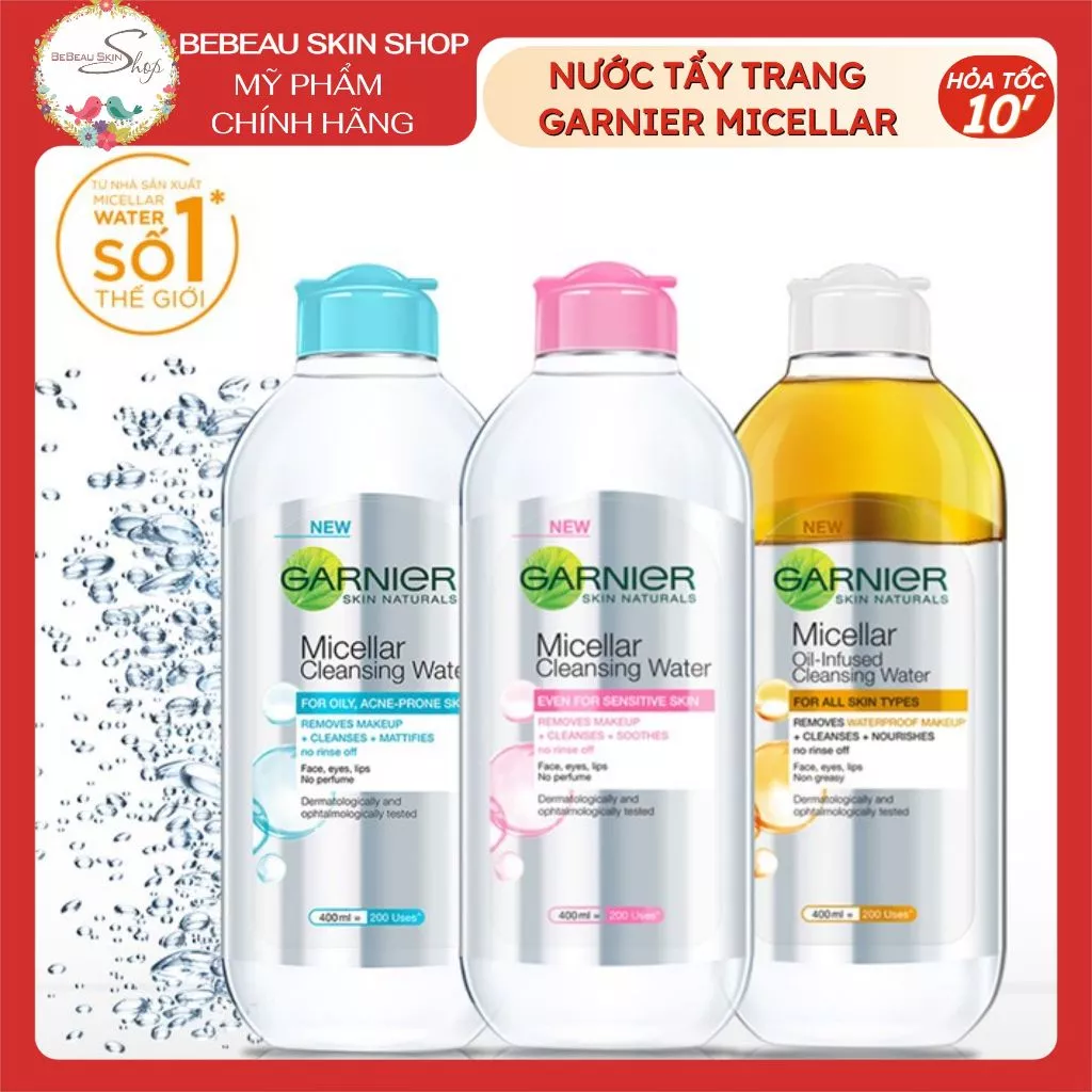 Nước tẩy trang Garnier Micellar 400ml Pháp Nga