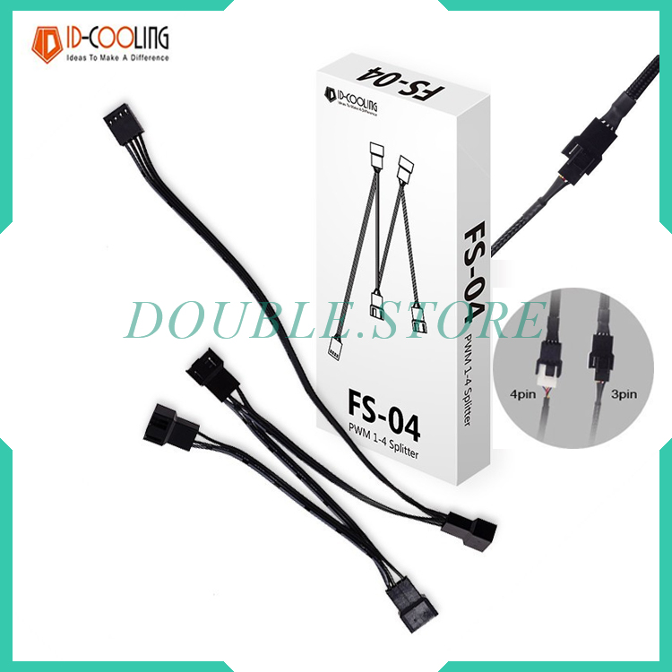 Dây chia nguồn fan quạt 3pin-4pin id-cooling splitter fs-04 pwm chính hãng cao cấp