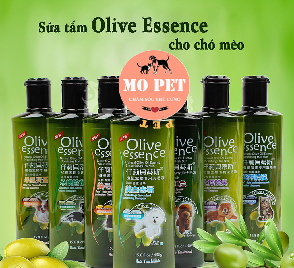 Sữa tắm olive cho chó mèo thú cưng olive essence chai 450ml