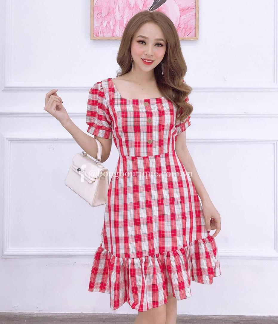 ĐẦM XÒE SỌC CARO ĐUÔI CÁ MẪU MỚI SIÊU HOT SIZE 40-70KG