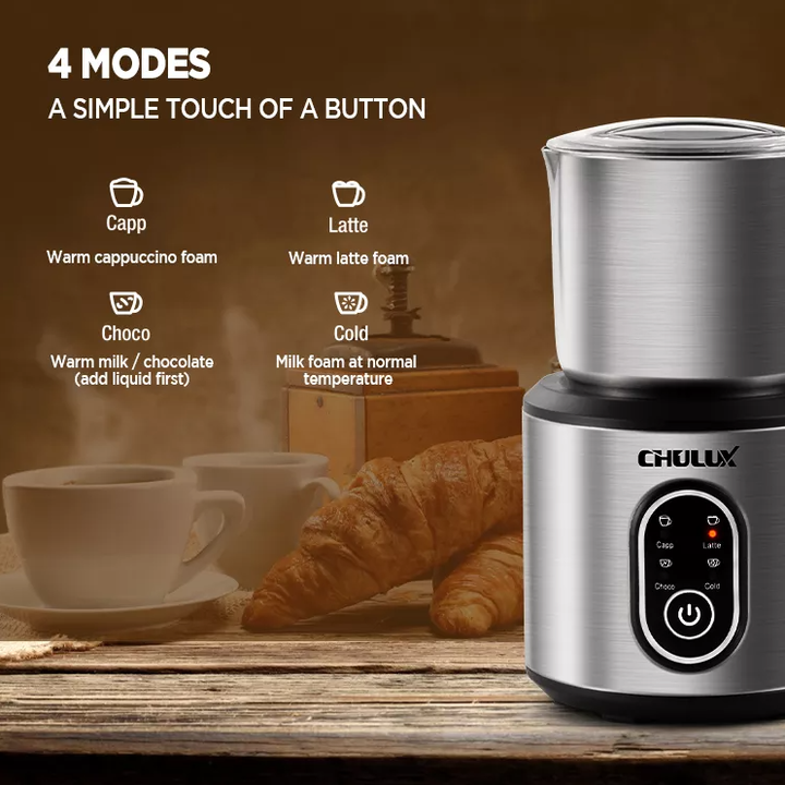 Máy tạo bọt sữa chuyên nghiệp dùng cho quán 4 trong 1 Chulux JMF-988S, dung tích 500ml, công suất 500W