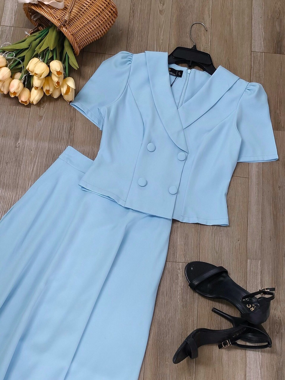 High-Quality 2-Layer Vest Collar Office Set with Pockets