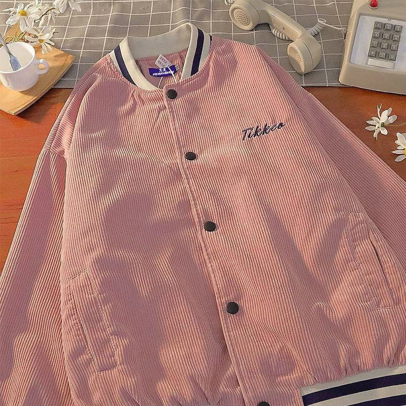 Áo Khoác Nhung Gân Kiểu BomBer Logo Thêu Siêu Xịn Nha Khách Thời Trang Hot