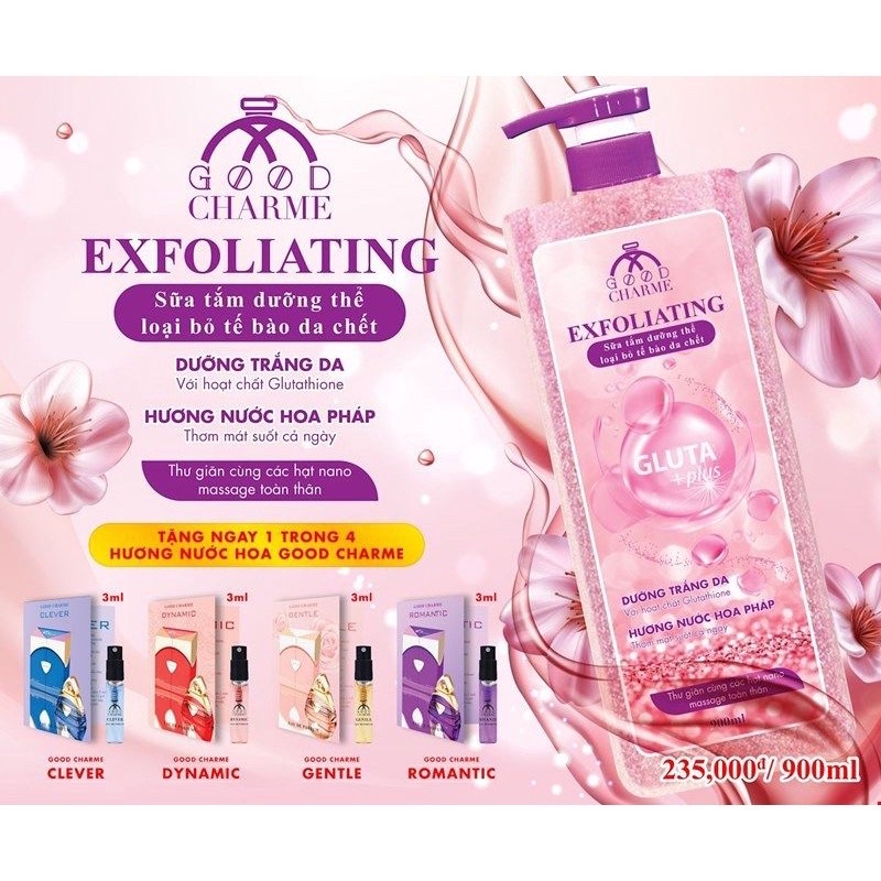 SỮA TẮM NỮ GOODCHARMEE EXFOLATING 900ML [TẶNG NƯỚC HOA 3ML]