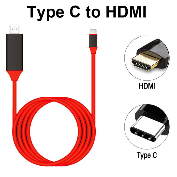 Cáp chuyển tín hiệu 2 mét USB Type-C ra HDMI dài 2m cho Android - Hỗ trợ chất lượng 4k, bảo hành 7 năm truyền hình ảnh, âm thanh không có độ trễ ti vi