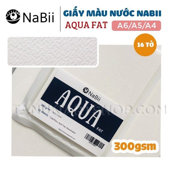 Giấy màu nước Nabii Aqua Fat Set 16 tờ (A4/A5/A6).