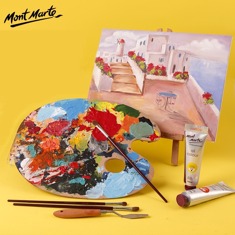 Khay Pha Màu Gỗ Palette Oval Gỗ Mont Marte (Oval Wood Palette 30x38cm)