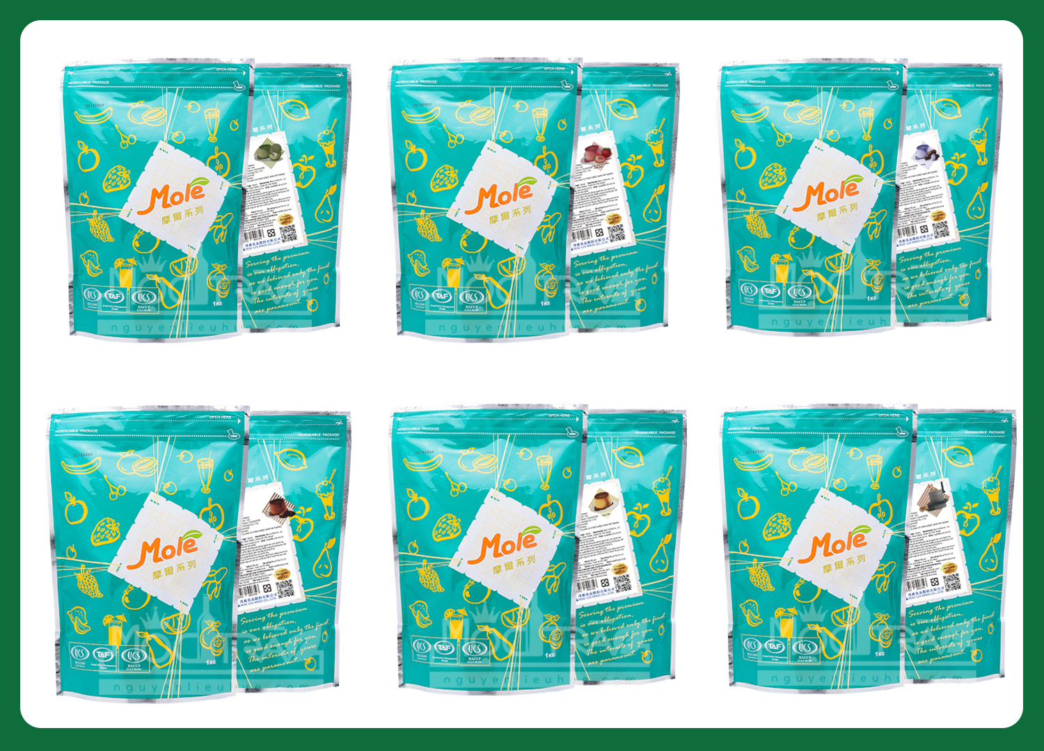 Bột Pudding Mole Đài Loan 1kg - Trứng/Dâu/Socola/Dưa lưới/Khoai Môn