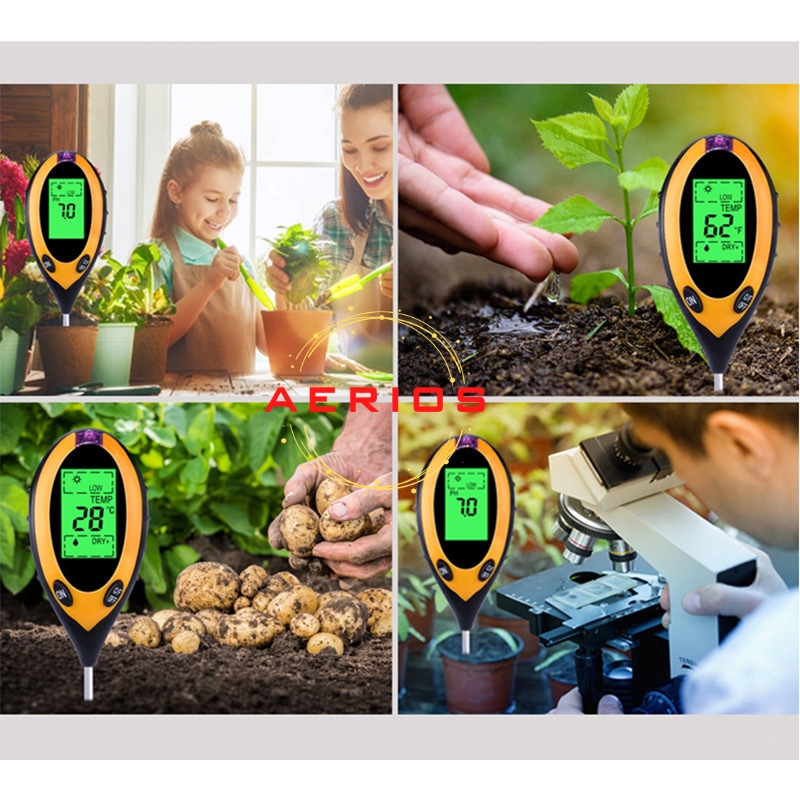 Máy đo độ pH, độ ẩm, nhiệt độ, ánh sáng của đất 4 trong 1 [TẶNG KÈM PIN 9V]