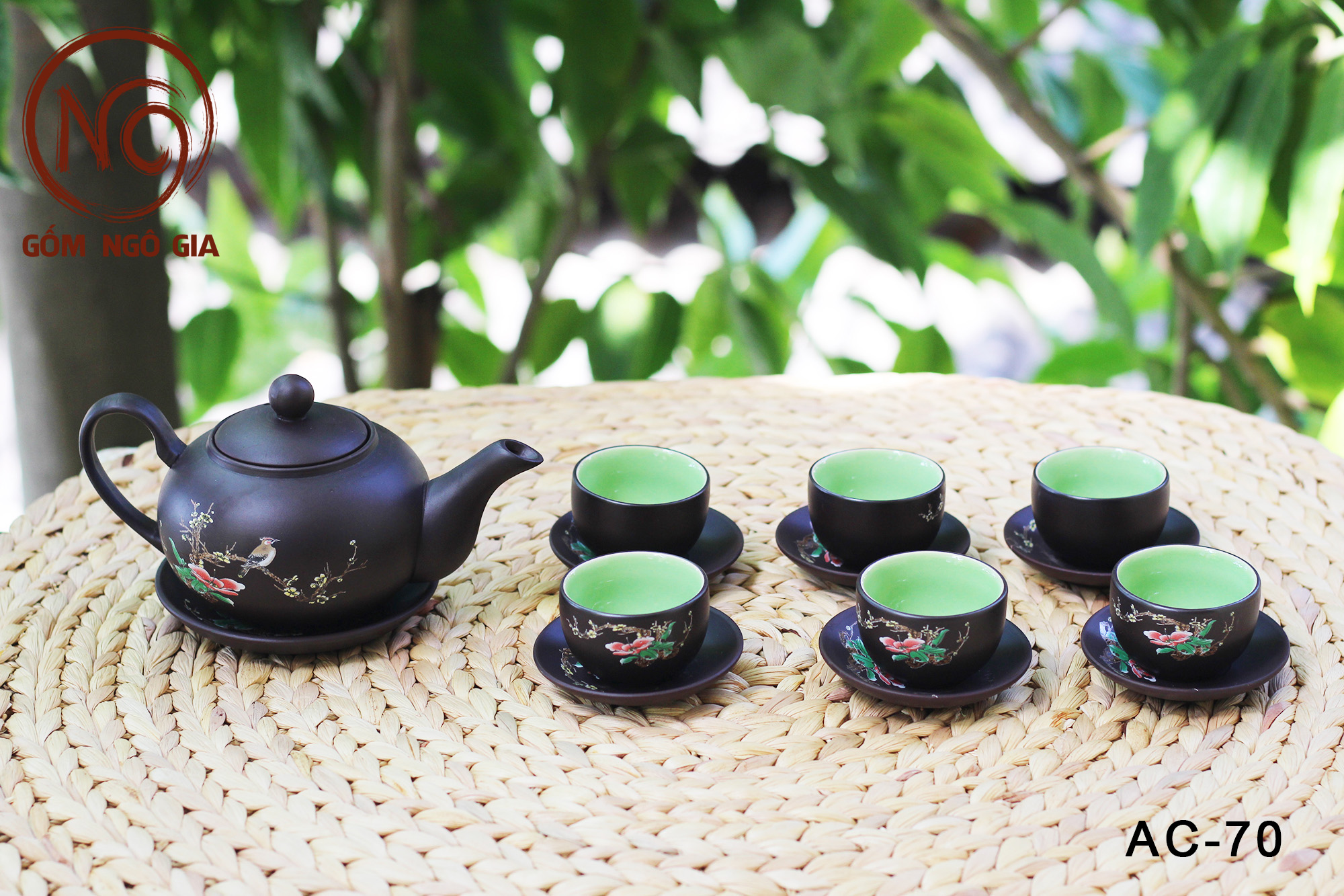 Ấm trà⚡️BÁT TRÀNG⚡️ Ấm chén, tách trà, ly men tử sa vành trống cao cấp giá rẻ AC-70☕