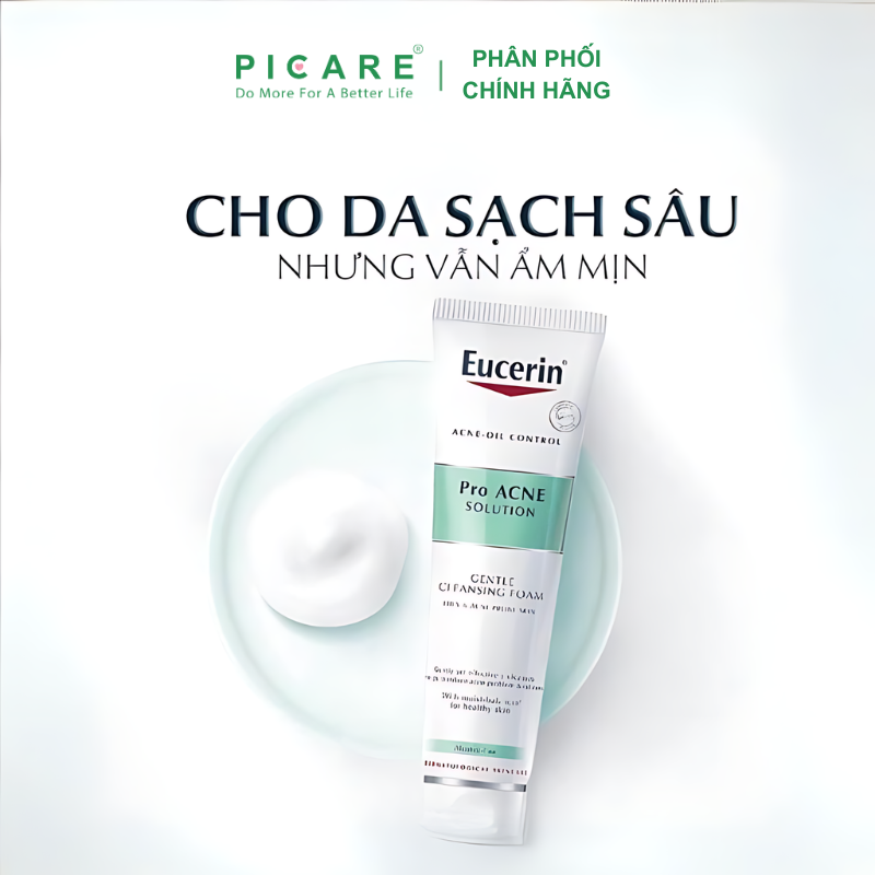 Eucerin Sữa Rửa Mặt Tạo Bọt Cho Da Mụn Pro Acne Solution Gentle Cleansing Foam 150g