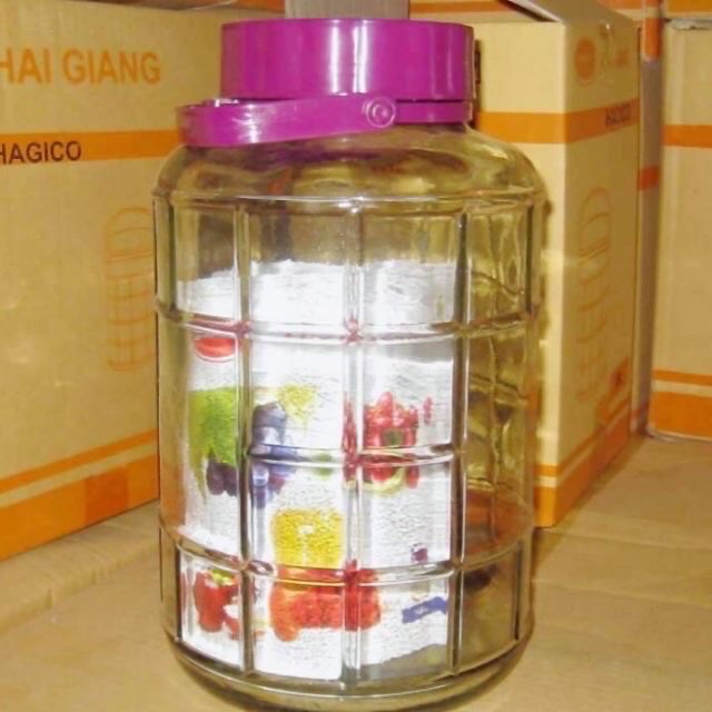 BÌNH THUỶ TINH NẮP TÍM KHÔNG VÒI 5L