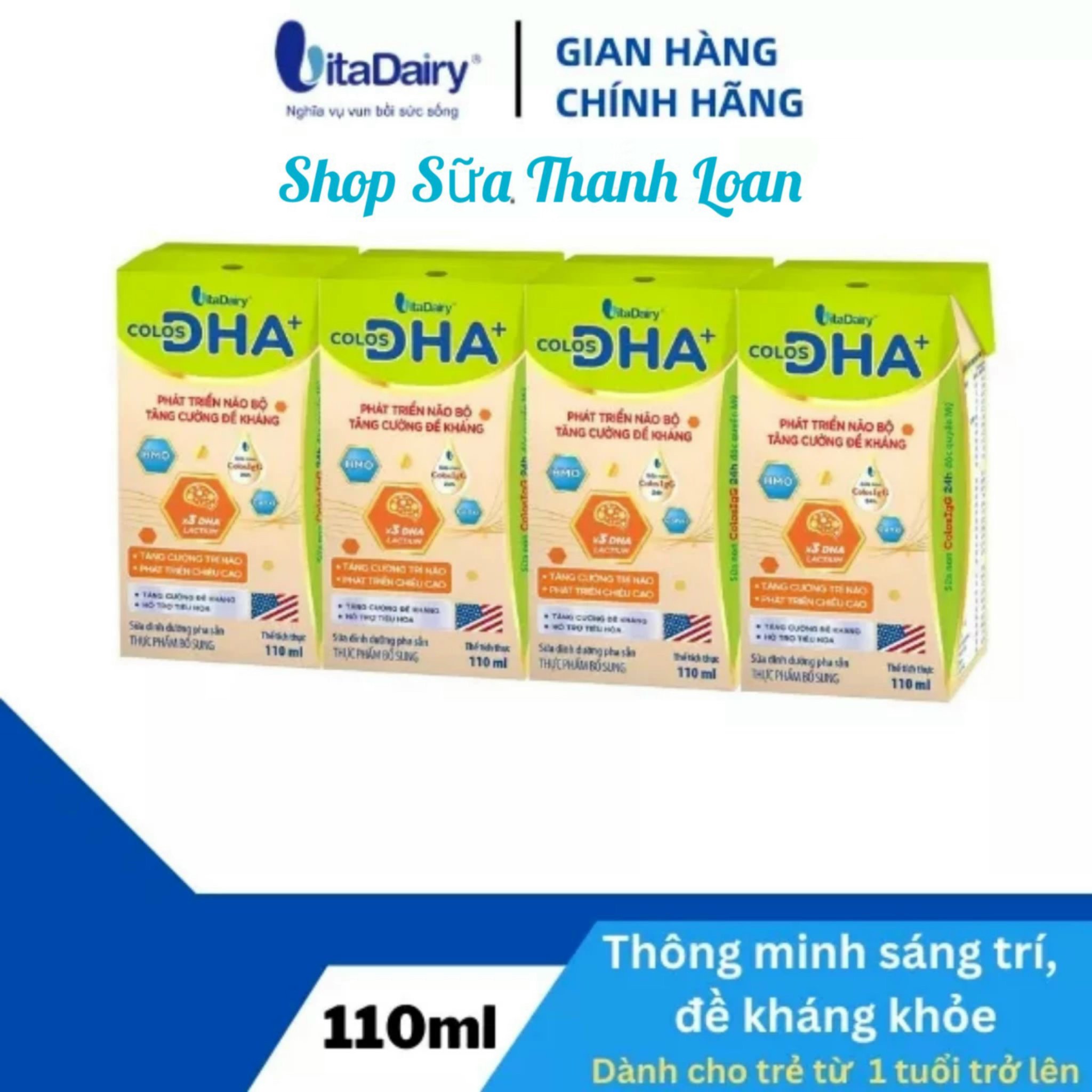 Thùng 48 Hộp Sữa Bột Pha Sẵn Vitadairy Colos DHA+ 110ml.