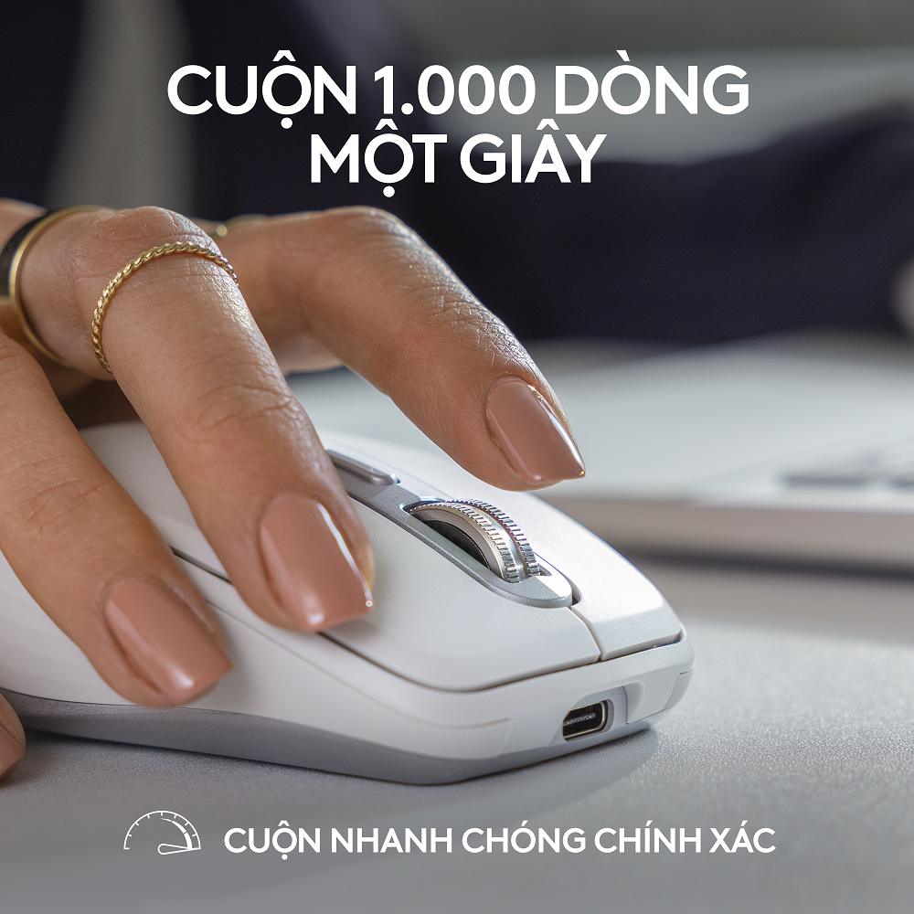 Chuột không dây Logitech MX Anywhere 3S Silent - Cuộn nhanh, 8000 DPI, lướt trên mọi bề mặt, USB C, Bluetooth, Windows PC, Linux, Chrome, Mac
