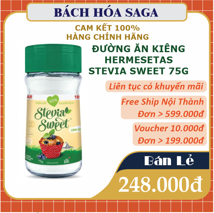[HÀNG CHÍNH HÃNG] ĐƯỜNG ĂN KIÊNG HERMESETAS  Stevia Lọ 75g