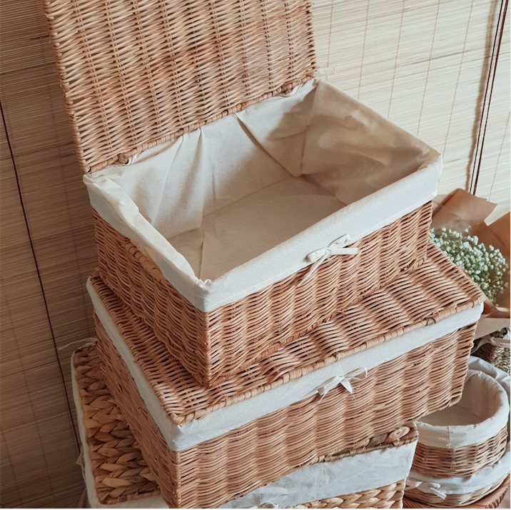 [HCM] Khay mây đựng đồ có nắp size lớn