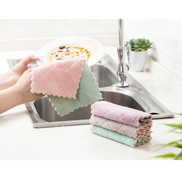 Combo 2 Chiếc Khăn lau bếp đa năng 2 LỚP siêu thấm nước , siêu mềm mịn