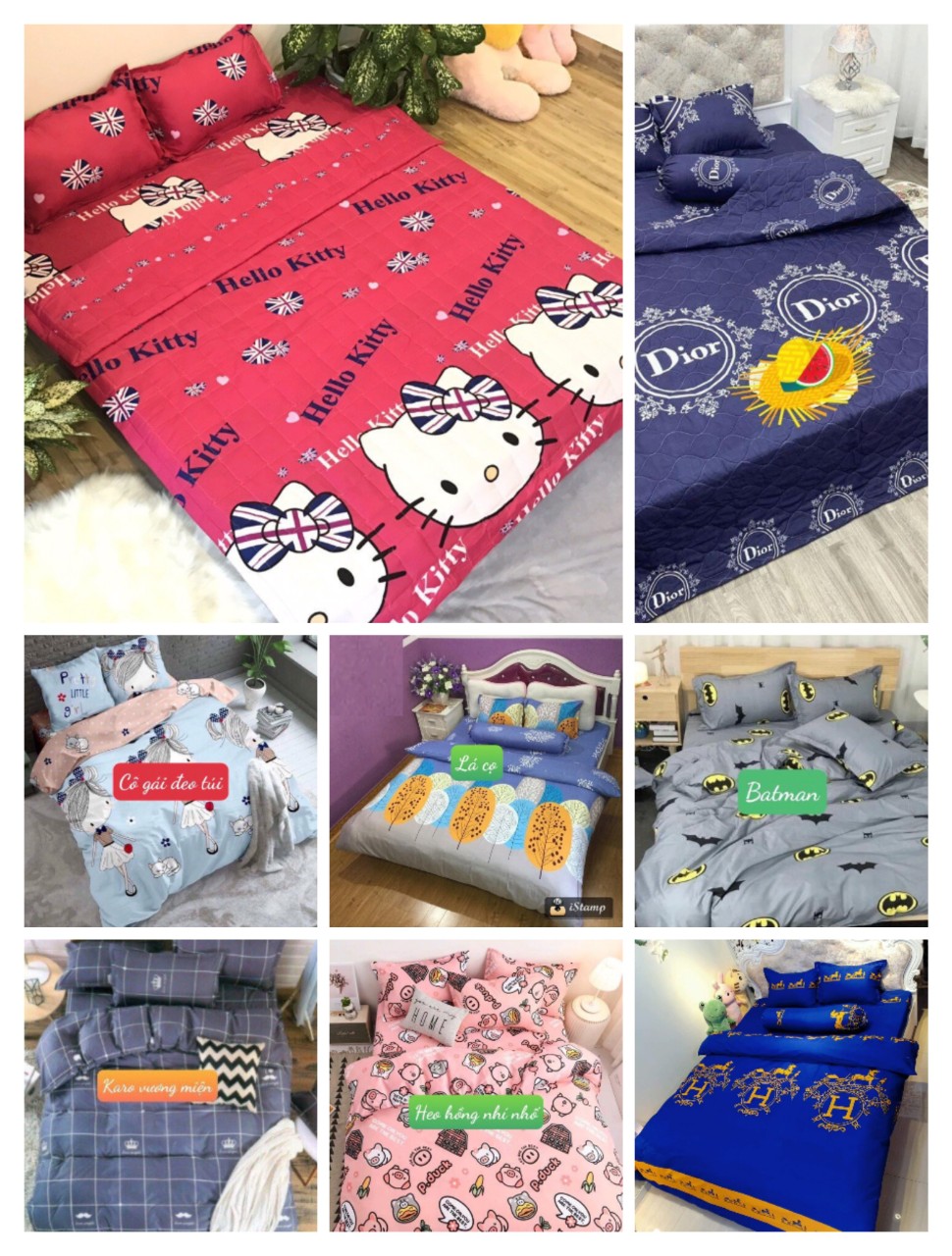 [HCM]Set ga gối  mẫu tim xuớt cotton poly ms005 1m6