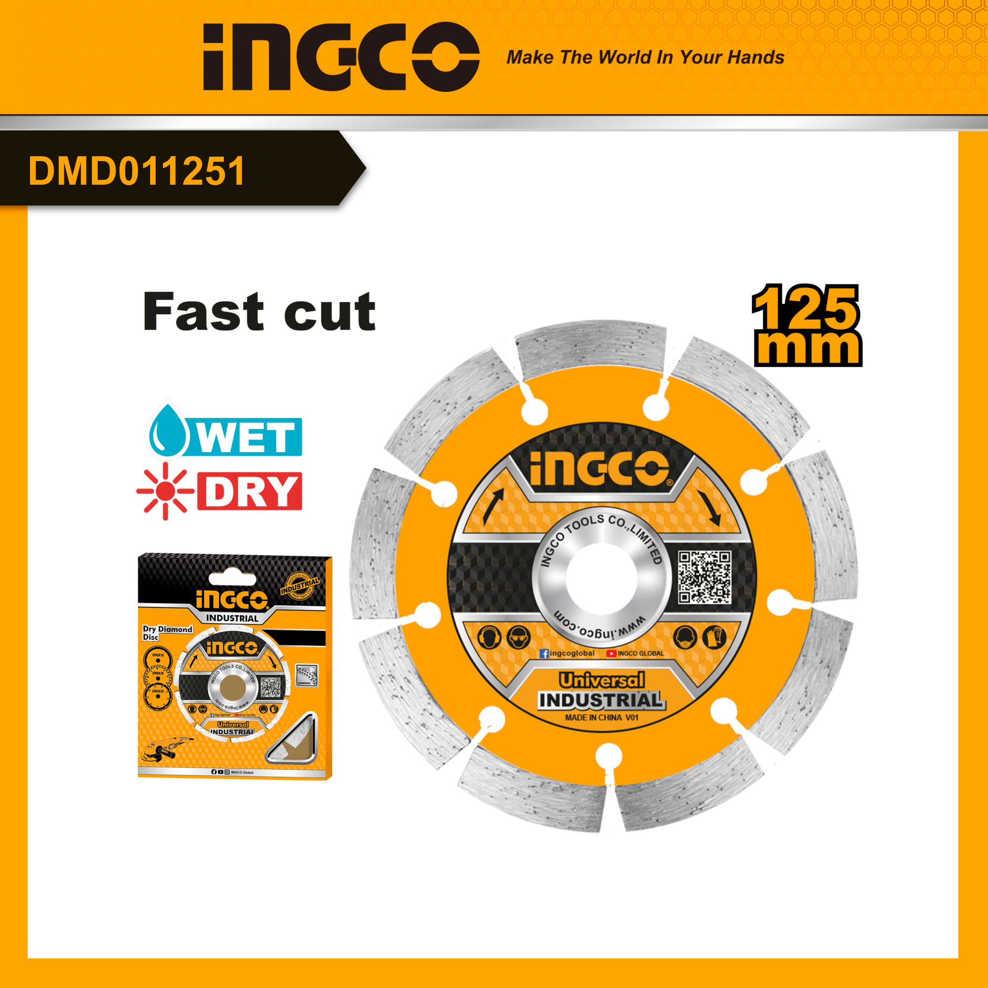 Ingco dmd011251 đĩa cắt gạch khô 125mm