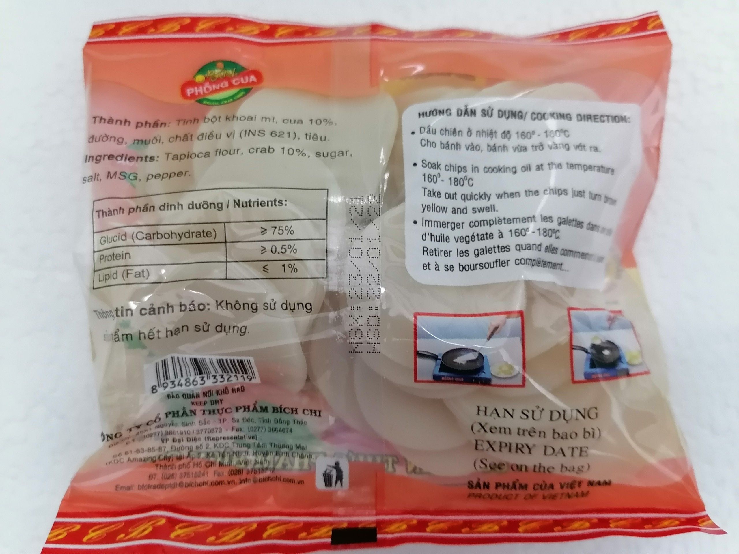 [100g - Cua] Bánh phồng CUA [VN] BÍCH CHI Crab Chips (halal) (btn-hk)