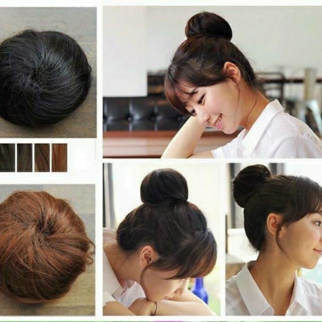 Tóc giả búi tròn điệu đà/ búi củ tỏi cho nữ có dây rút