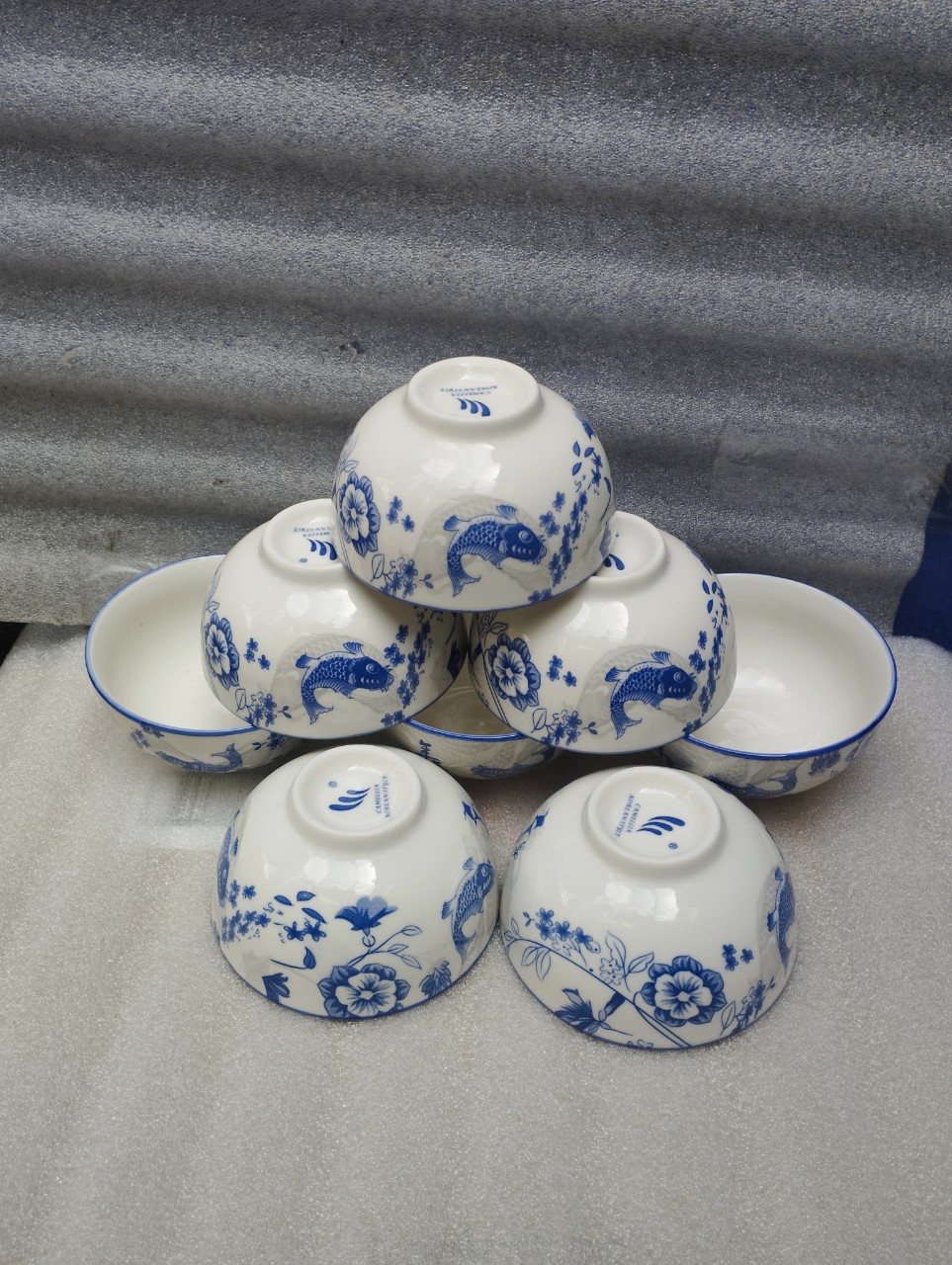 Combo 10 chén sứ / 6 chén cơm hoa văn 4d nhiều mẫu - chén sala