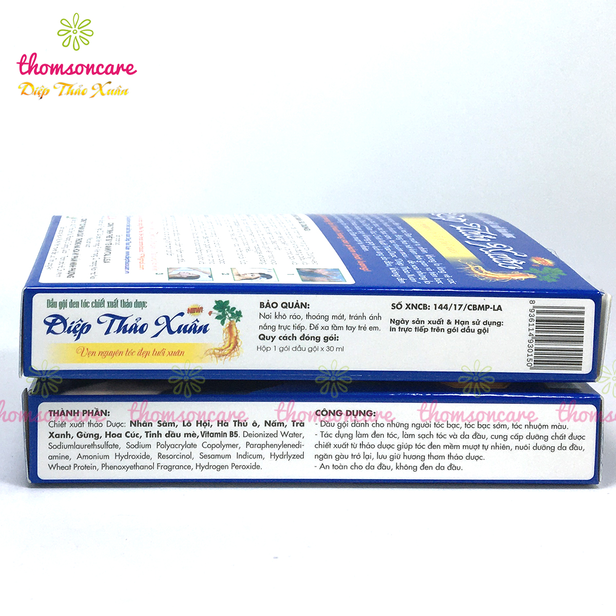 Nhuộm tóc Diệp thảo xuân từ thảo dược, nhuộm đen, nâu tại nhà, từ dược liệu tạm thời, an toàn cho tóc và da đầu