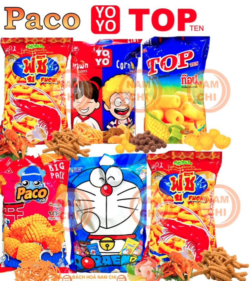 Gói bánh snack siêu to khổng lồ thái lan snack thập cẩm tôm - mực - bắp - doraemon - yoyo