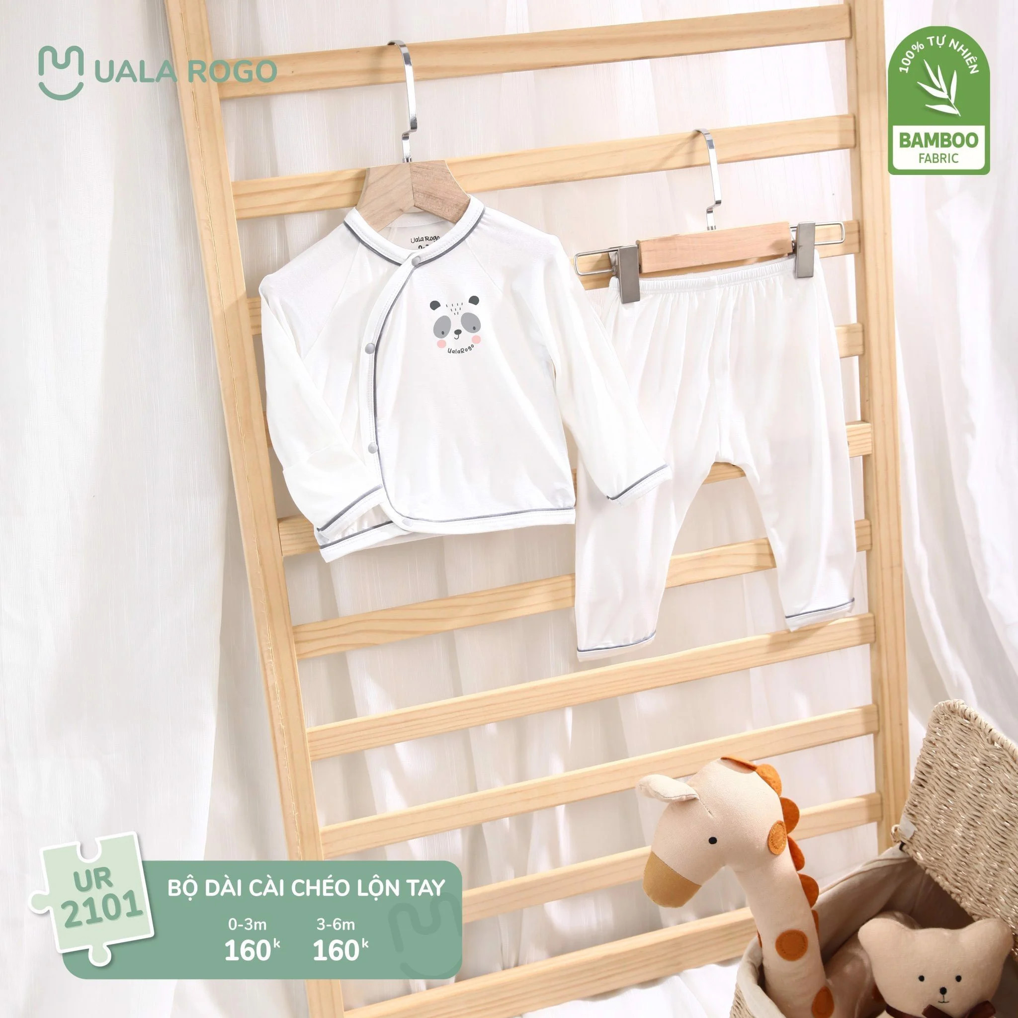 Bộ dài tay cài chéo bamboo họa tiết trẻ em Uala rogo
