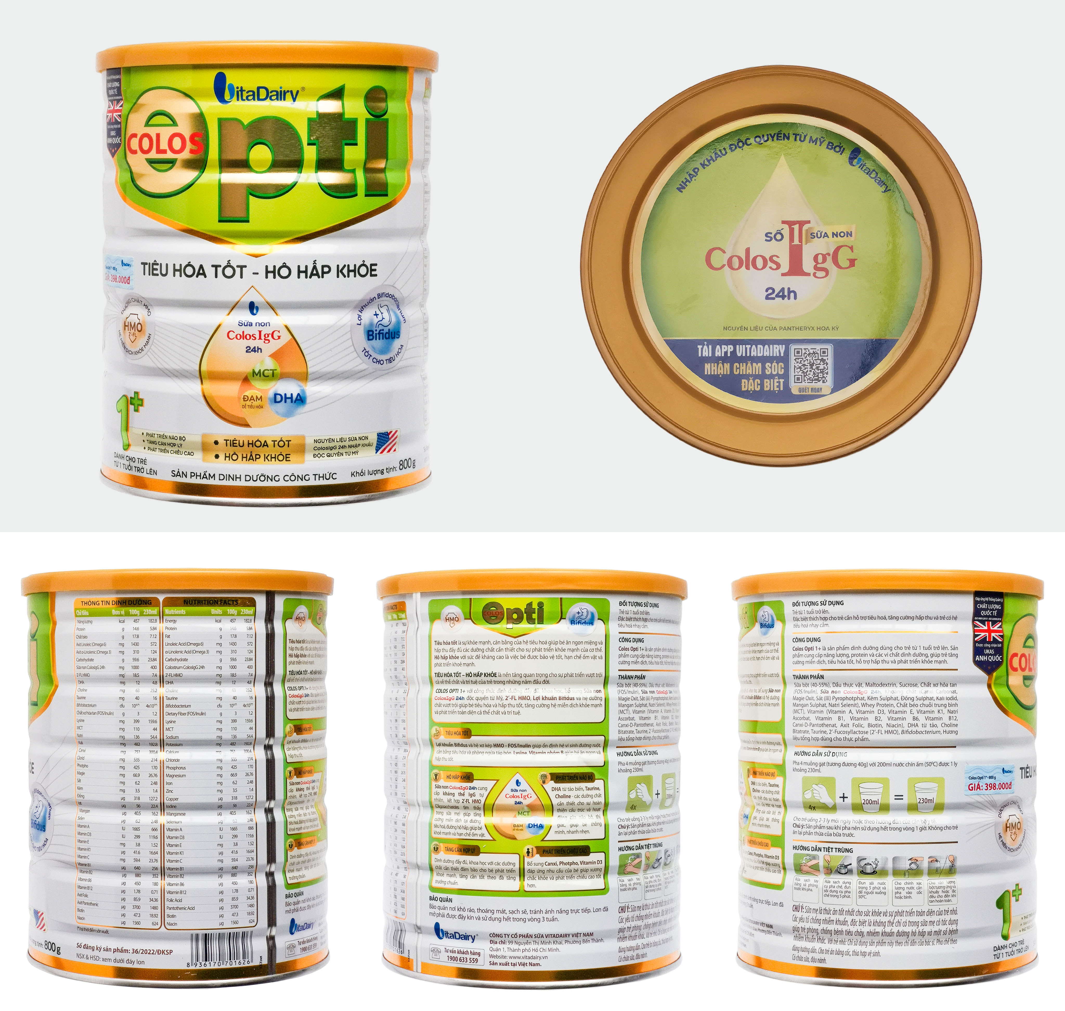 COMBO 2 HỘP SỮA BỘT COLOS OPTI 0/1+ 800G