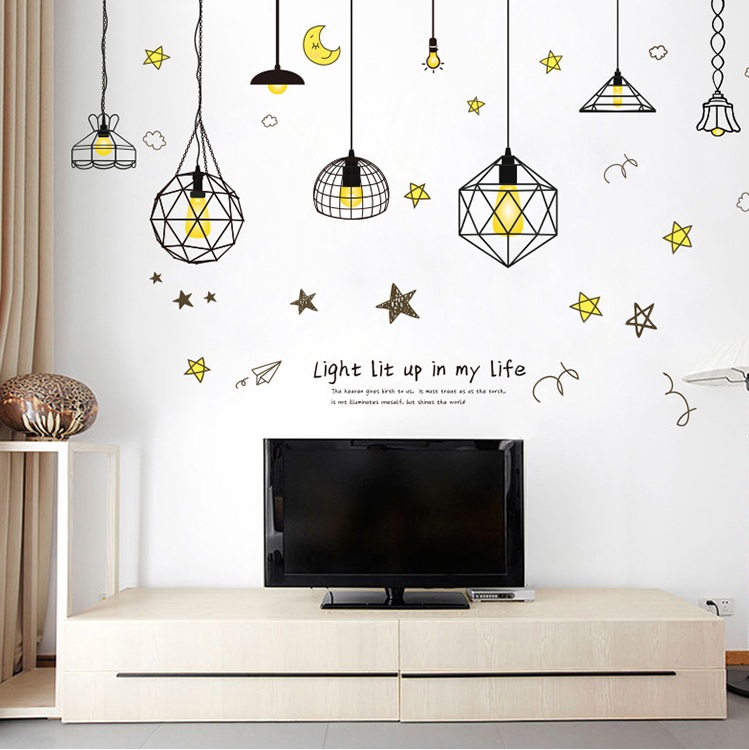Decal dán tường Đèn trăng vàng