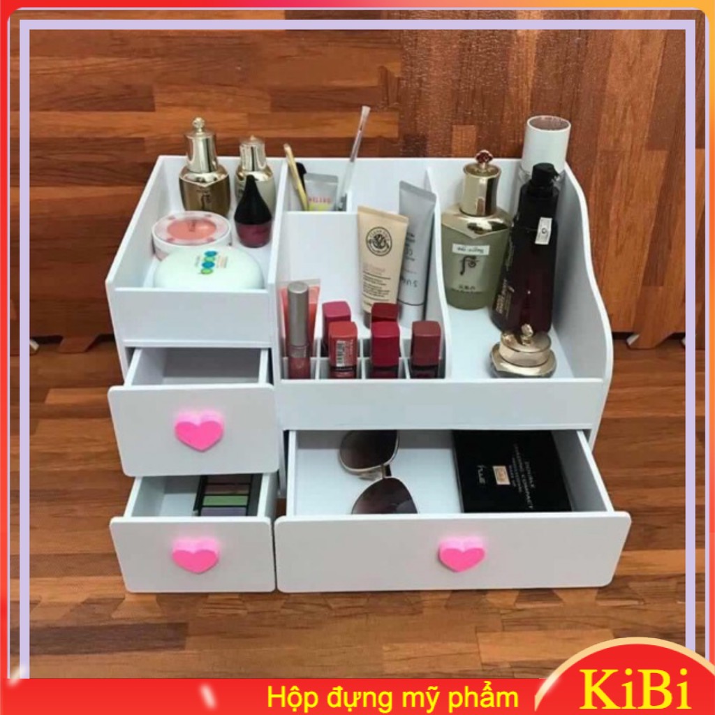 Kệ đựng mỹ phẩm max trắng núm trái tim hồng