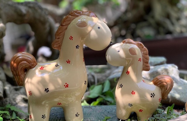 Bộ thú ngựa decor gốm Bát tràng