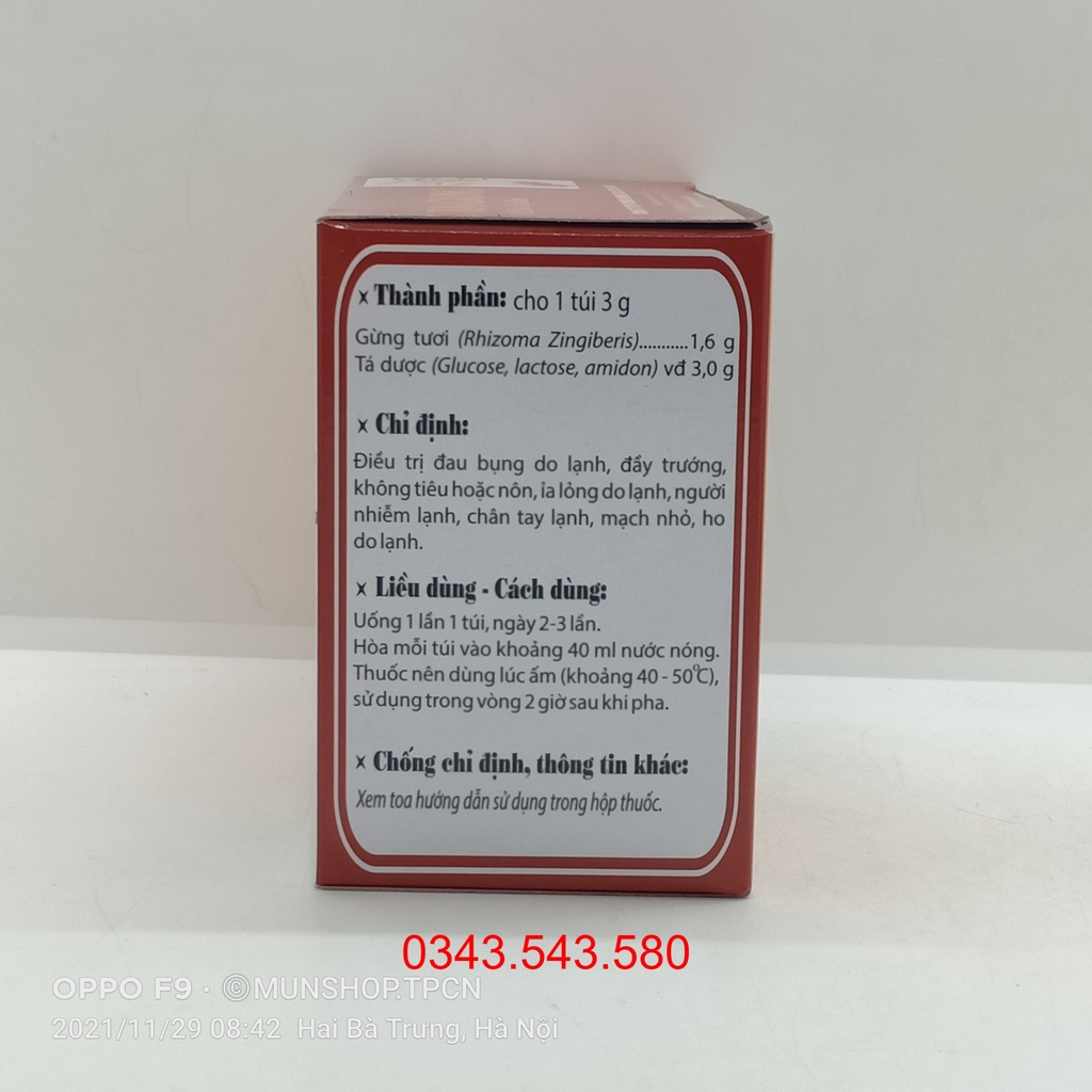 Trà Gừng Traphaco Hộp 20 Túi
