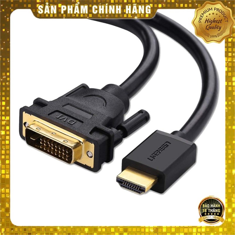 Bảng giá Cáp chuyển 2 chiều HDMI sang DVI 24+1 UGREEN 11150 dài 1,5m chính hãng - Hapustore Phong Vũ